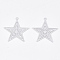 Brass Pendants, Etched Metal Embellishments, Long-Lasting Plated, Cadmium Free & Nickel Free & Lead Free, Star, Platinum, 22.5x21.5x0.3mm, Hole: 1.2mm