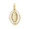 Brass Pave Natural White Shell Pendants, Oval Religion Virgin Charms, Long-Lasting Plated, Lead Free & Cadmium Free, Rack Plating, Real 18K Gold Plated, 21x14x2.5mm, Hole: 3.5x6mm