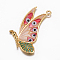 Brass Micro Pave Cubic Zirconia Pendants, with Enamel, Butterfly, Golden, Medium Aquamarine, 22.5x22x2mm, Hole: 1mm
