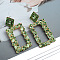 Colorful Geometric Crystal Earrings with Elegant High-end Style, Olive, 1mm