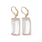 Glass Leverback Earring, with Brass Finding,  Rectangle, Clear, 47x12.5mm