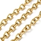 304 Stainless Steel Rolo Chains, Unwelded, with Spool, Ion Plating(IP), Real 18K Gold Plated, 10x8x2mm, about 32.81 Feet(10m)/Roll