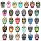 62Pcs Alloy Enamel Pendants, Platinum, Owl, Mixed Color, 23x13x2mm, Hole: 1.6mm