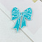 Printed Acrylic Pendants, Bowknot Charms, Cyan, 53x42x2mm, Hole: 2.8mm
