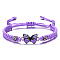 Alloy Link Bracelets, Polyester Cord Braided Bracelets for Women, Butterfly, Medium Purple, 6-1/4~11-3/4 inch(16~30cm)