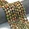 Natural Unakite Beads Strands, Faceted Pentagonal Cut, Flat Round, with Seed Beads, 8~8.5x5mm, Hole: 0.8mm, about 36pcs/strand, 15.16''~15.24''(38.5~38.7cm)