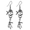 Halloween Theme Alloy Dangle Earrings, Platinum, Skull, 62mm