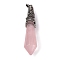 Natural Rose Quartz Pointed Big Pendants, Faceted Bullet Charms with Rack Plating Antique Silver Tone Alloy Dragon Wrapped, Cadmium Free & Lead Free, 67.5x16.5x16.5mm, Hole: 7x4.5mm
