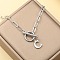 Stainless Steel Paperclip Chain Initial Necklaces with OT Clasps, Stainless Steel Color, Letter C, 18.11 inch(46cm)