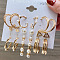 Alloy & Plastic Pearl Earring Sets, Golden, 6~70mm, 6pairs/set