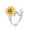 Adjustable Brass Rhinestone Rotating Cuff Rings, Letter & Sunflower, with Word You are My Sunshine, Fidget Spinner Ring for Calming Worry Meditation, Platinum & Light Gold, Letter Z, Inner Diameter: 15~20mm