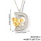 Brass Micro Pave Clear Cubic Zirconia Bee Initial Pendant Necklaces, Platinum & Golden, Letter D, 15.75 inch(40cm), pendant: 29x23mm