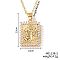 Shiny Brass Micro Pave Clear Cubic Zirconia Rectangle Vintage Statue Pendant Necklaces, Elegant Jewelry, Golden, 15.75 inch(40cm)