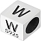Sterling Silver Beads, Cube, European Bead, Letter W, 6x6x6mm, Hole: 4.5mm