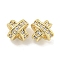 Brass with Clear Cubic Zirconia Charms, X-Shaped, Real 18K Gold Plated, 6.5x6.5x5mm, Hole: 1.6mm