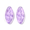 Transparent Glass Beads, Oval with Flower, Baking Paint, Medium Purple, 20x9.5x4mm, Hole: 1.2mm