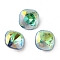 Glass Rhinestone Cabochons, Pointed Back & Back Plated, Faceted, Square, Sphinx, 8x8x4.3mm