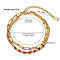 304 Stainless Steel & Dyed Natural Jade Beaded Double Layer Bracelets, Charm Bracelets, Golden, Round, 6-1/4 inch(16cm)