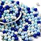 Opaque Acrylic Beads, Round, Dark Blue, 7~7.5x7.5~7.8x7.5~7.8mm, Hole: 1.6mm