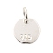 S925 Sterling Silver Blank Charms, Flat Round, Silver, 6.6x1mm, Hole: 2mm