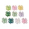 Transparent Resin Cabochon, Clover, with Paillette, Mixed Color, 22x19x7mm