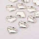 Wedding Theme Antique Silver Tone Tibetan Style Heart with Page Boy Rhinestone Charms X-TIBEP-N005-14B-2