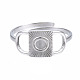 304 anillo de puño abierto rectangular de acero inoxidable RJEW-T023-86P-1