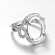 Adjustable Sterling Silver Micro Pave Cubic Zirconia Oval Wide Band Ring Components STER-E041-17P-1
