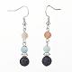 Frosted Natural Gemstone Dangle Earrings EJEW-JE02456-2