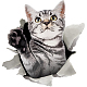 塩ビウォールステッカー  壁飾り  猫の形  800x390mm  2個/セット DIY-WH0228-894-1