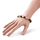 Natural Lava Rock & Topaz Jade Stretch Bracelet with Alloy Beaded BJEW-TA00147-02-3