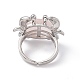 Открытое кольцо-манжета с крабом из натурального розового кварца RJEW-I090-01P-02-3