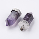 Natural Amethyst Pointed Pendants G-E442-03M-2