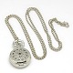 Alloy Flat Round with Spider Web Pendant Necklace Pocket Watch WACH-N013-03-5