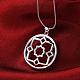 Silver Plated Brass Flat Round Pendant Necklaces NJEW-BB08235-3