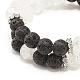 Set di bracciali elastici con quarzo craquelé naturale e perline rotonde di roccia lavica BJEW-JB07205-8