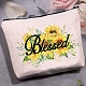 CREATCABIN Blessed Canvas Makeup Bags Sunflower Cosmetic Bag Multi-Purpose Pen Case with Zipper Travel Toiletry Bag for Keys Lipstick Card Women Pencil Case Gift DIY Craft Thanksgiving 10 x 7Inch ABAG-WH0029-051-6