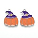 秋のテーマ合金エナメルペンダント  紫色の魔法の帽子とオレンジ色のカボチャ  プラチナ  22x18.5x1.5mm  穴：1.6mm X-ENAM-J649-07P-1