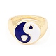 Инь янь узор плоское круглое эмалированное кольцо на палец для девочек и женщин RJEW-Z010-04LG-RS-2