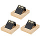 3Pcs Wood Earrings Display Stand Wooden Base with PU Leather Ear Stud Holder Jewelry Display Collectible Organizer Single Pair Earring Stand Storage for Women Selling Engagement Wedding EDIS-DR0001-05B-1
