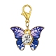 Butterfly Alloy Enamel & Glass Rhinestone Pendant Decorations HJEW-JM01372-4