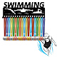 CREATCABIN Swimming Medal Holder Hanger Medals Display Rack Black Metal Iron Medal Shelf Hanger Organizer Medal Stand Frame Wall Mounted with 20 Hanging Hooks for Lanyard Ribbon Swimmers 6x15.7Inch ODIS-WH0028-127-7