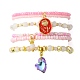 4 Uds. Conjunto de pulseras elásticas con cuentas de vidrio y cuarzo rosa natural de 4 estilos BJEW-JB09606-02-1