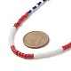 Collana di perline di vetro del giorno dell'indipendenza con 304 fermaglio in acciaio inossidabile da donna NJEW-TA00064-3