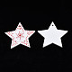 クリスマスのテーマ スプレー塗装の木製ペンダント  片面プリント  雪片、スター  ホワイト  47x49x2.5mm  穴：2mm WOOD-N005-49A-2