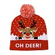 LED ライトアップ クリスマス アクリル繊維糸カフス ビーニー キャップ  女性のための冬の暖かいニット帽子  内蔵バッテリーとスイッチ付き  鹿  285x240x13.5mm  内径：145mm AJEW-F063-01-5