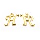 Golden Plated Alloy Letter Pendants X-PALLOY-J718-01G-H-1