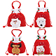 Benecreat 4 スタイル 3d 巾着クリスマスバッグ  ギフトラッピングバッグ 誕生日用の赤いおやつポーチバッグ  ギフトデコレーション  美術工芸  1個/スタイル ABAG-BC0001-50-1