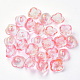 Bouchons de perles en verre peint à la bombe transparent à 4 pétale X-GGLA-S054-009B-03-1