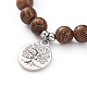 Unisex Wood Beads Stretch Charm Bracelets BJEW-JB04959-04-2